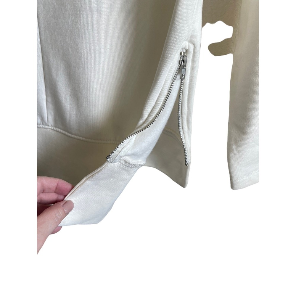 Noisy May Cream‎ Textured Mock Neck Sweatshirt XS Side Zip Minimalist Scandi Top - Picture 6 of 11